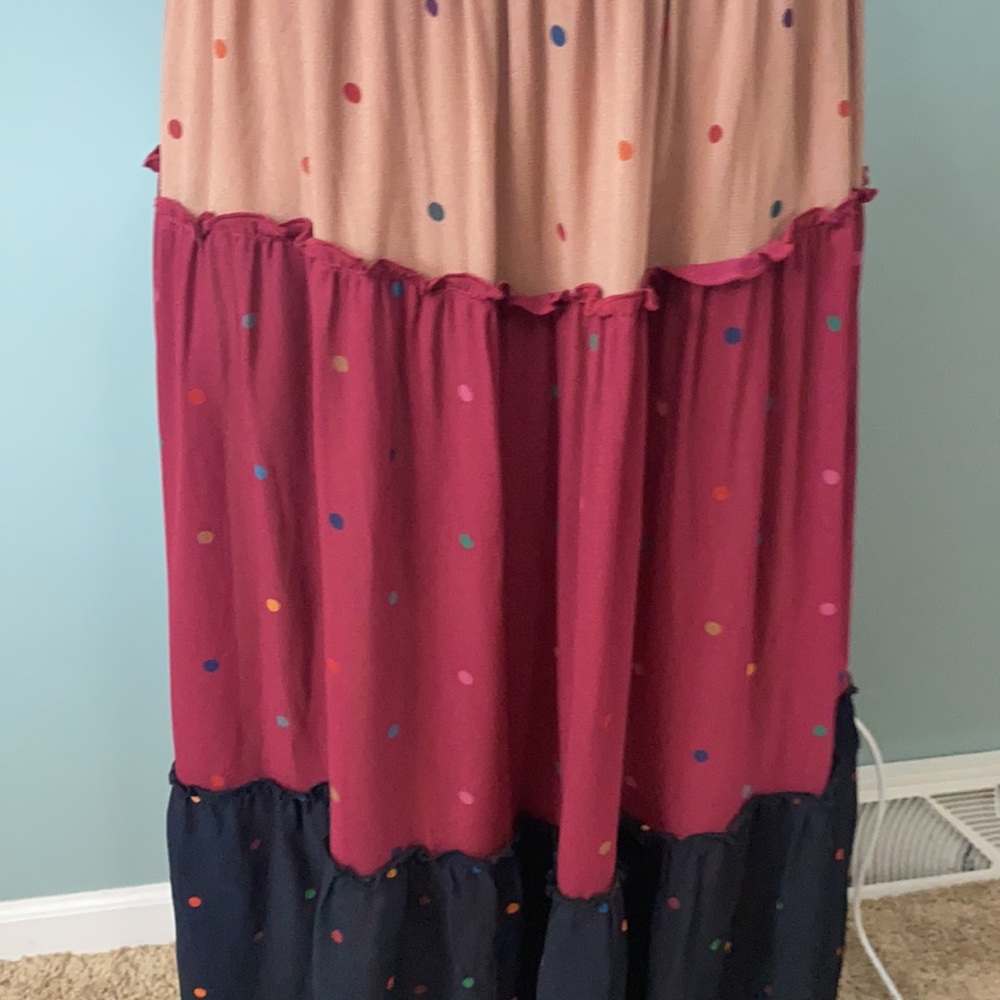 Farm Rio Large Polkadot Ruffled Midi Skirt Anthro - Picture 4 of 6